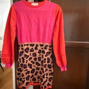 Never Fully Dressed long sleeve mini dress in leopard print